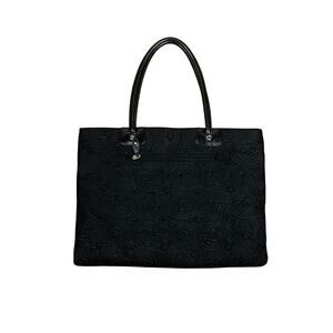 Coldwater Creek Contemporary Black Rose Quilted Fabric Corp Core Laptop Bag
